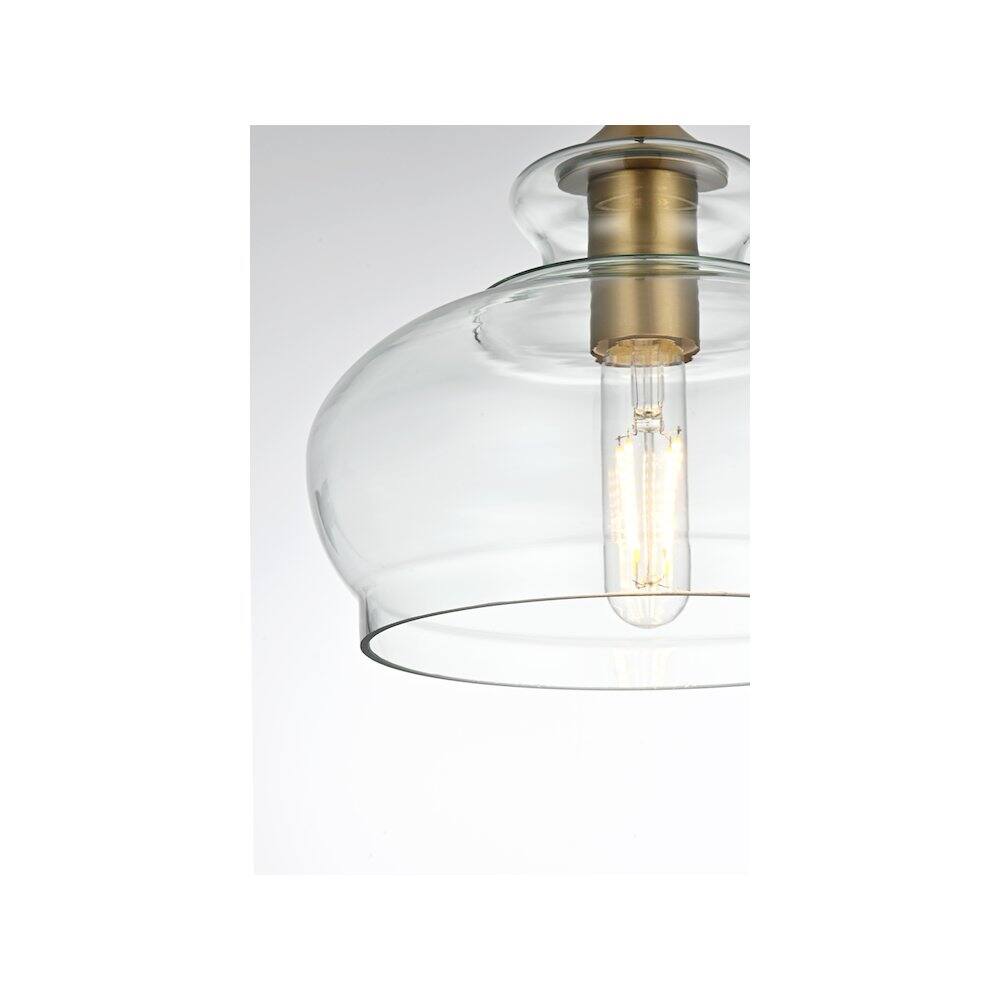 Alt View 4. Living District - Destry 9.5 Inch Pendant Clear Shade in Satin Gold - Satin Gold And Clear.