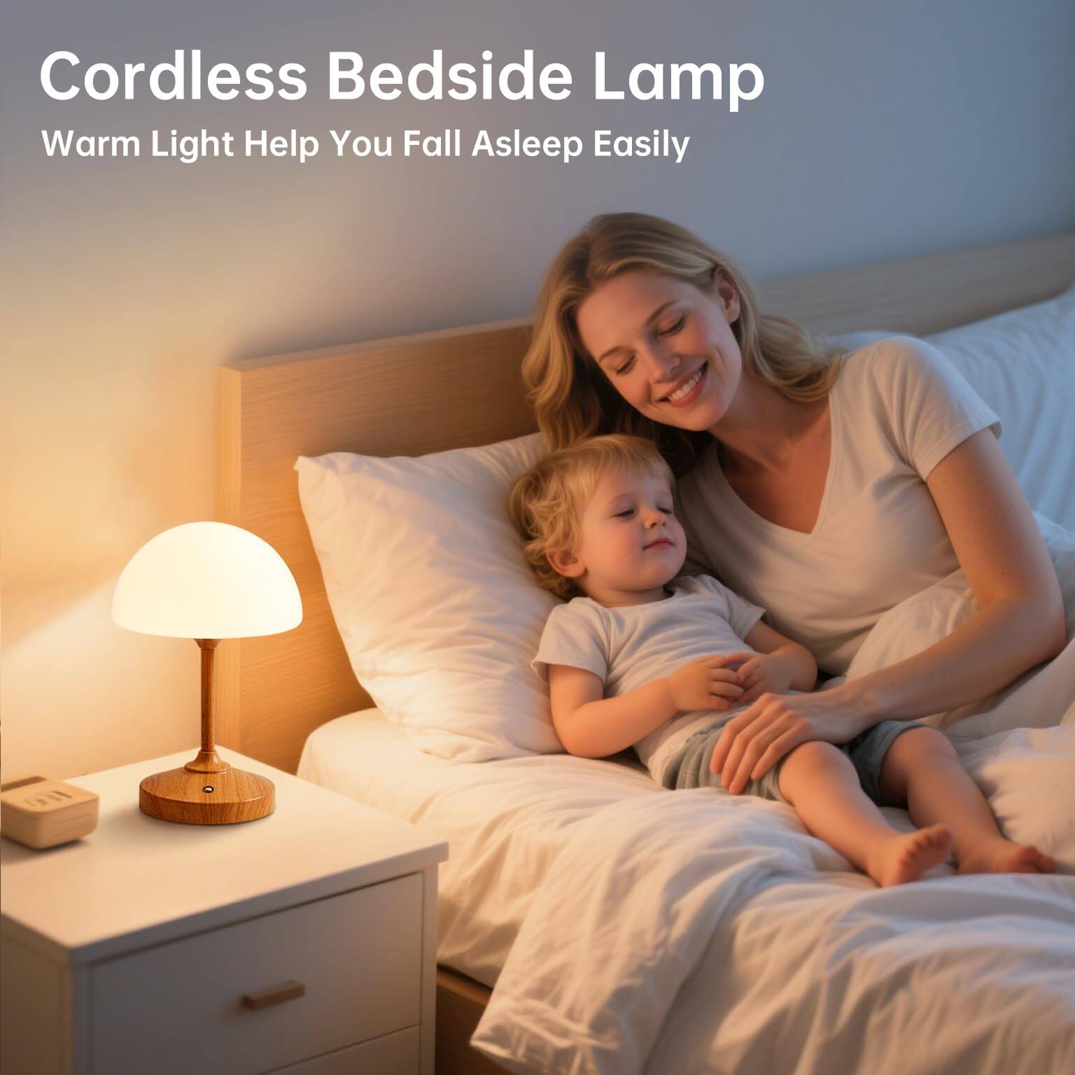 Cordless Bedside Lamp  
Warm Light Help You Fall Asleep Easily