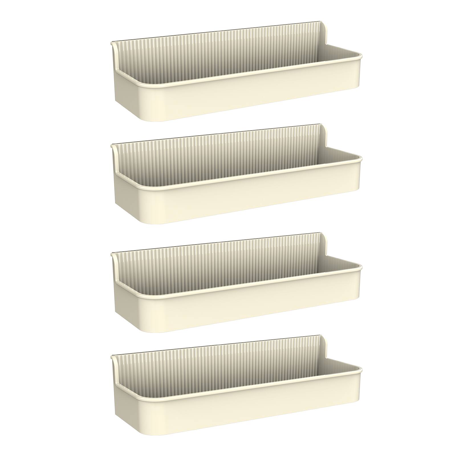 Alt View 2. Oumilen - 4-Pack Magnetic Storage Organizer Bins, 11.81 x 4.14 x 2.76in No-Drill Wall Mount Baskets for Fridge Microwave Office - Beige.
