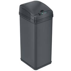 Front. iTouchless - iTouchless 13 Gallon Stainless Steel Sensor Kitchen Trash Can with AbsorbX Odor Filter - Gray.