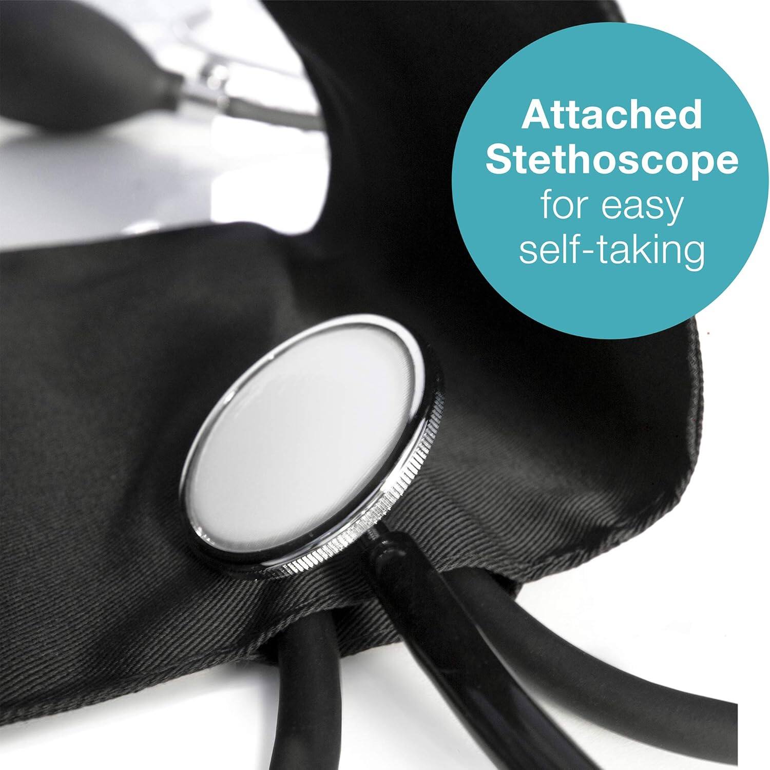 Attached Stethoscope for easy self-taking