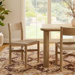 Alvia Oak Wood Dining Side Chair With Woven Seat by Modway - Weathered Oak