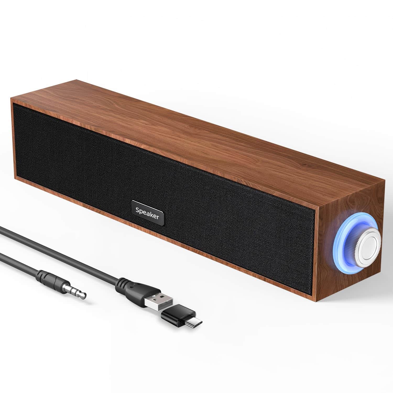 Cedar Assembly - Computer Speakers Wooden Multimedia Digital Usb 3 Aux Pc Surround Sound Portable Bar For Desktop Laptop - Default