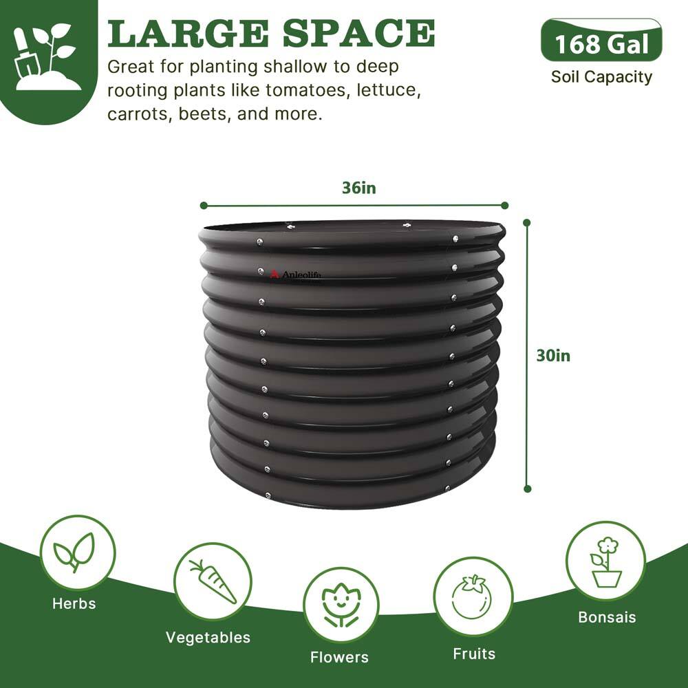 LARGE SPACE  
Great for planting shallow to deep rooting plants like tomatoes, lettuce, carrots, beets, and more.  

168 Gal Soil Capacity  

36in  
30in  

Herbs  
Vegetables  
Flowers  
Fruits  
Bonsais