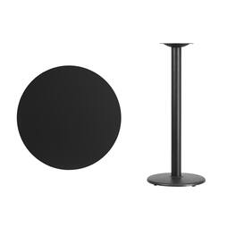 Emma + Oliver - 30" Round Laminate Table Top with 18" Round Bar Height Table Base - Black