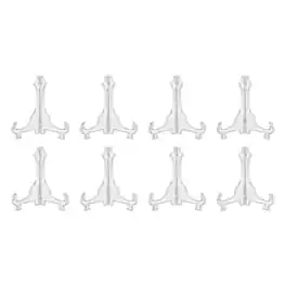 Unique Bargains - 8pcs Acrylic Easels Plate Stands 6.3 Inch Folding Display Holder for Frames Pictures Magazines - Clear