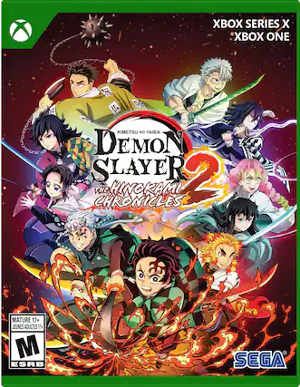 X XB SERIES X XBX ONE ( P KIMETSU NO YAIBA DEMON SLAYER 2 THE HINOKAMI CHRONICLES MATURE 17+ JEUNES ADULTES 17+ M ESRB SEGA - M (Mature 17+)