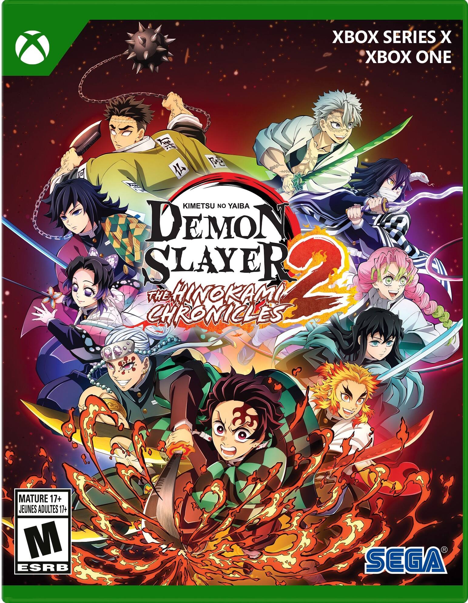 X XB SERIES X XBX ONE ( P KIMETSU NO YAIBA DEMON SLAYER 2 THE HINOKAMI CHRONICLES MATURE 17+ JEUNES ADULTES 17+ M ESRB SEGA