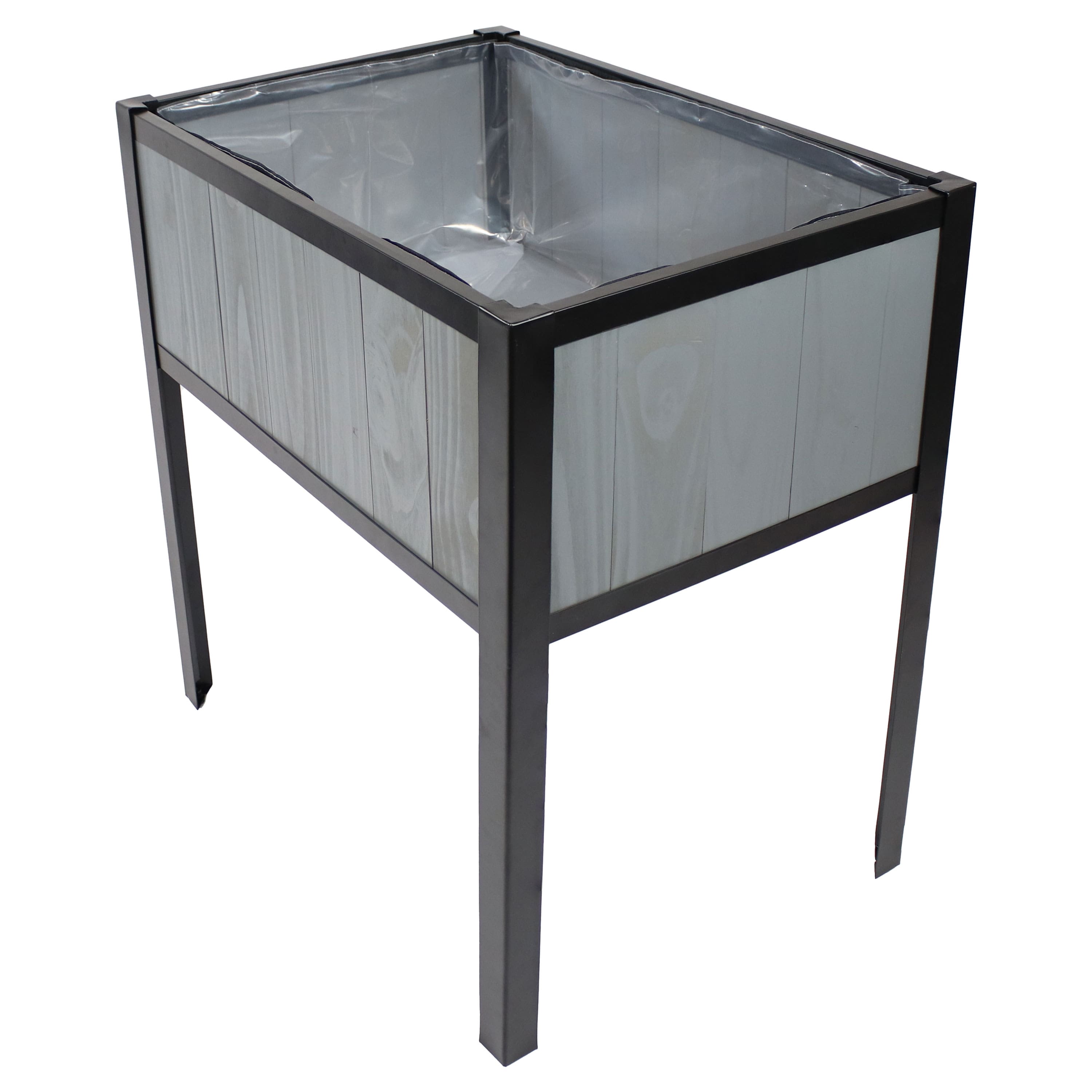 Sunnydaze - Steel-Framed Acacia Raised Garden Bed - 30.75" H - Gray