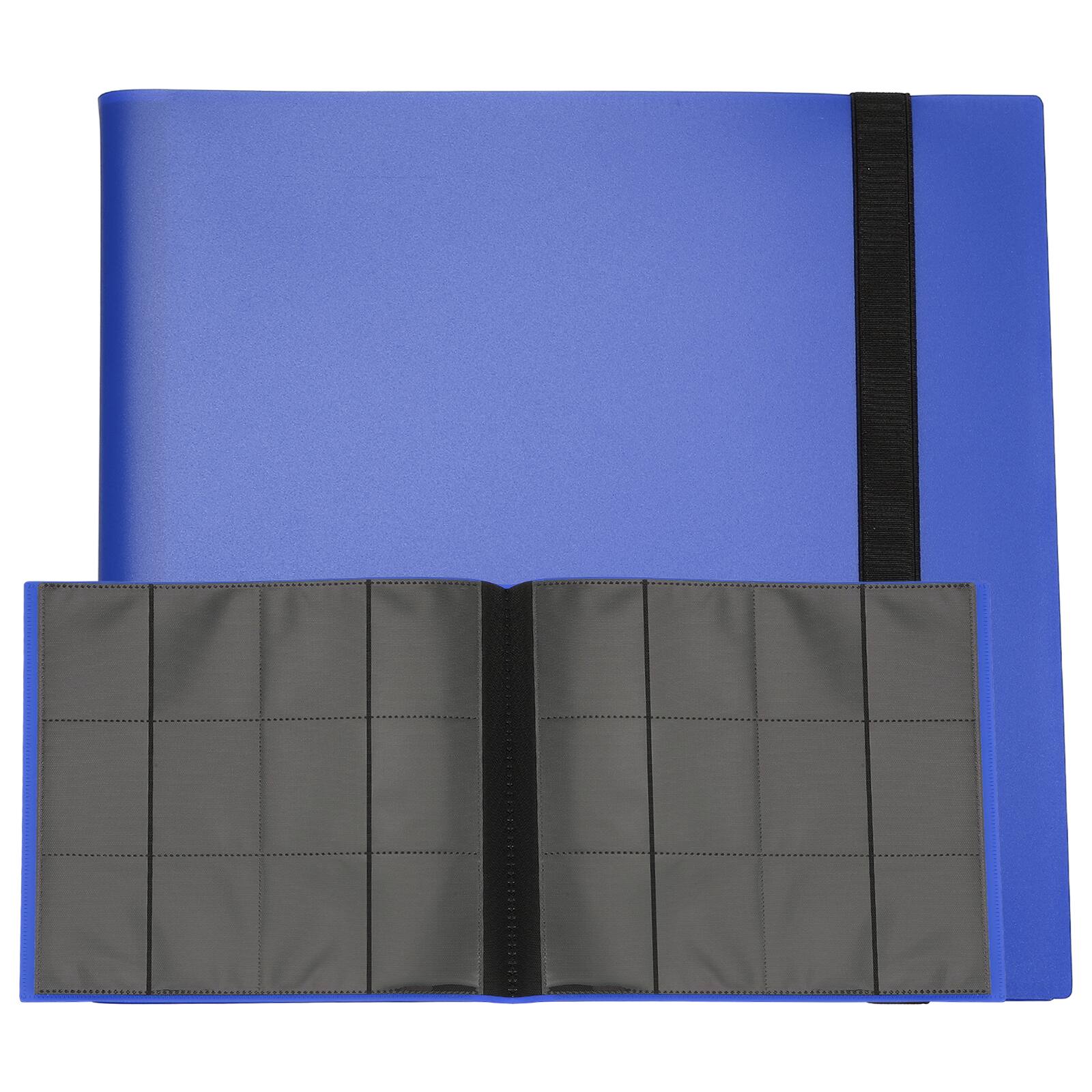 Front. Unique Bargains - 12 Pocket Trading Card Binder, PU Cover 480 Side Loading Card Album Folder for TCG Game Sports Cards - Dark Blue.