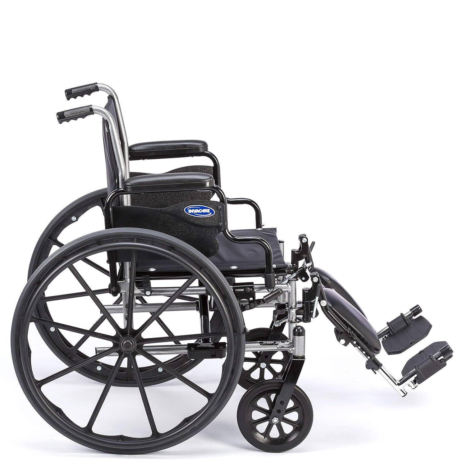 Alt View 2. Invacare - Tracer (SX5) Wheelchair for Adults Everyday Folding (22" Seat) Legrests and Desk Arms - Black.