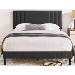 Decoro - Chicago Modern Tufted Upholstered Platform Queen Size Bed, Dark Grey - Dark Gray