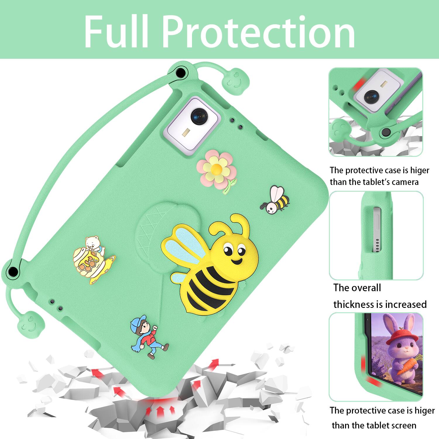 Full Protection

The protective case is higher than the tablet's camera

The overall thickness is increased

The protective case is higher than the tablet screen