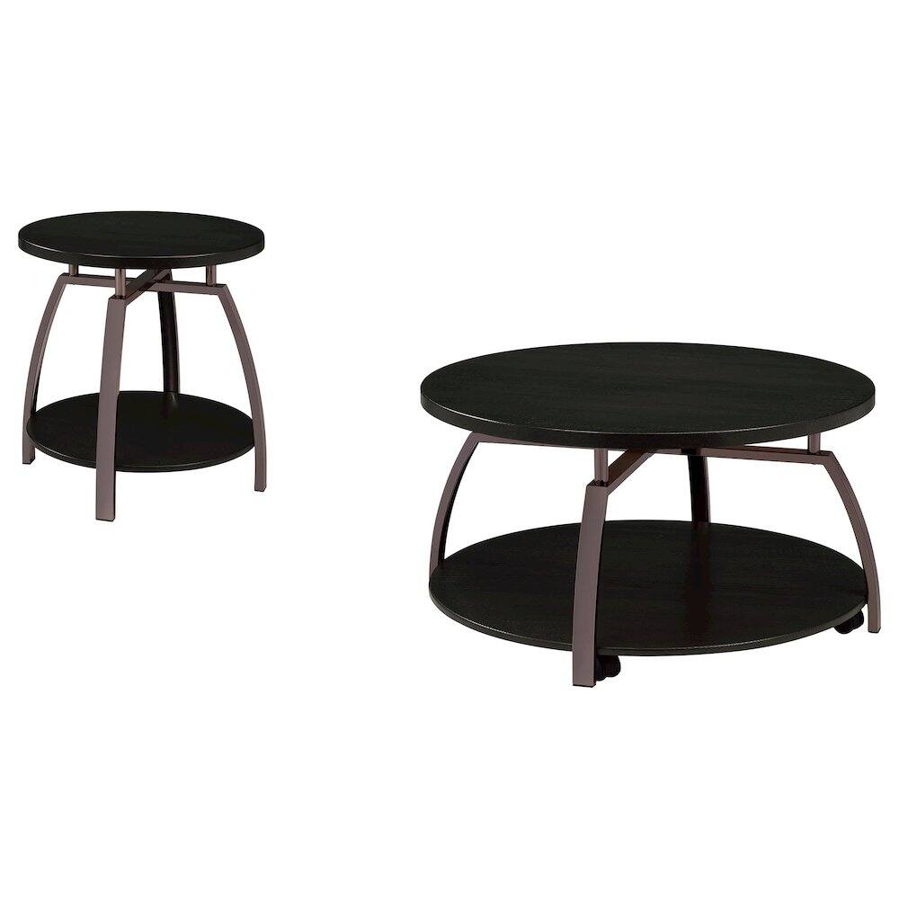 Coaster Co. of America - Dacre 2-piece Round Coffee and End Table Set Dark Charcoal - Gray