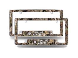 Rico Industries - Oakland Athletics A's Chrome Metal (Set of 2) License Plate Frames with Bold Mossy Oak Camouflaged Camo Design - Multi