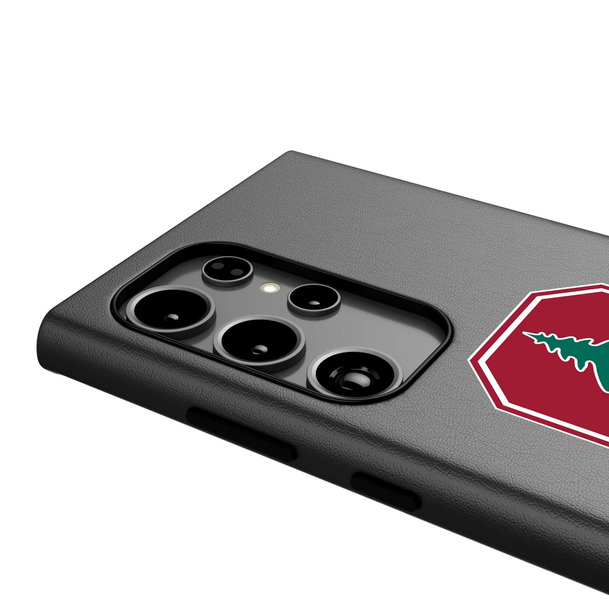 Alt View 3. Keyscaper - Stanford Cardinal Text Backdrop Galaxy Magnetic Bump Case - S24 - Black.