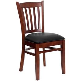 Flash Furniture - HERCULES Series Vertical Slat Back Mahogany Wood Restaurant Chair - Vinyl Seat - Black