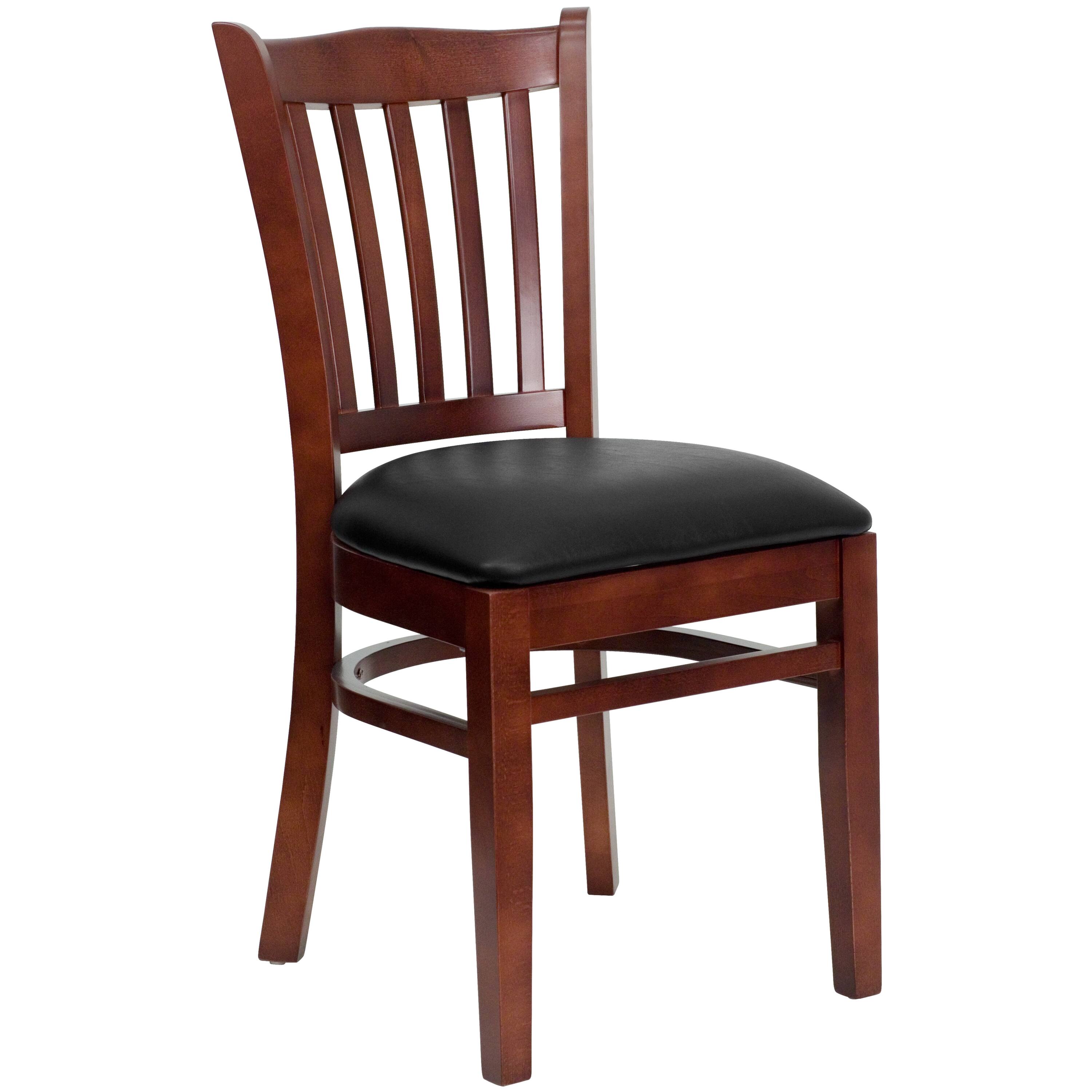 Black Vinyl Seat/Mahogany Wood Frame