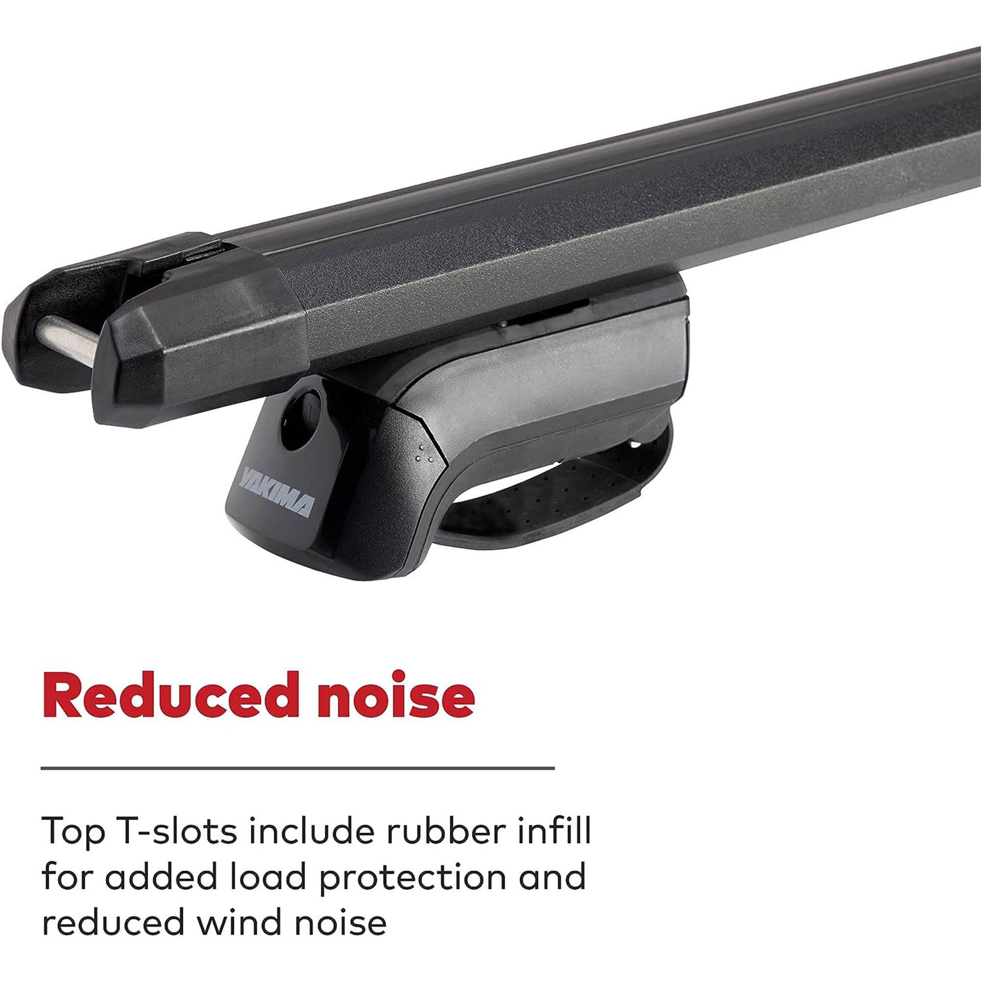 Reduced noise

Top T-slots include rubber infill for added load protection and reduced wind noise