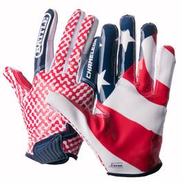 Battle Sports - Adult "USA Flag" Chameleon Receiver Football Glove - Medium - Red/White/Blue