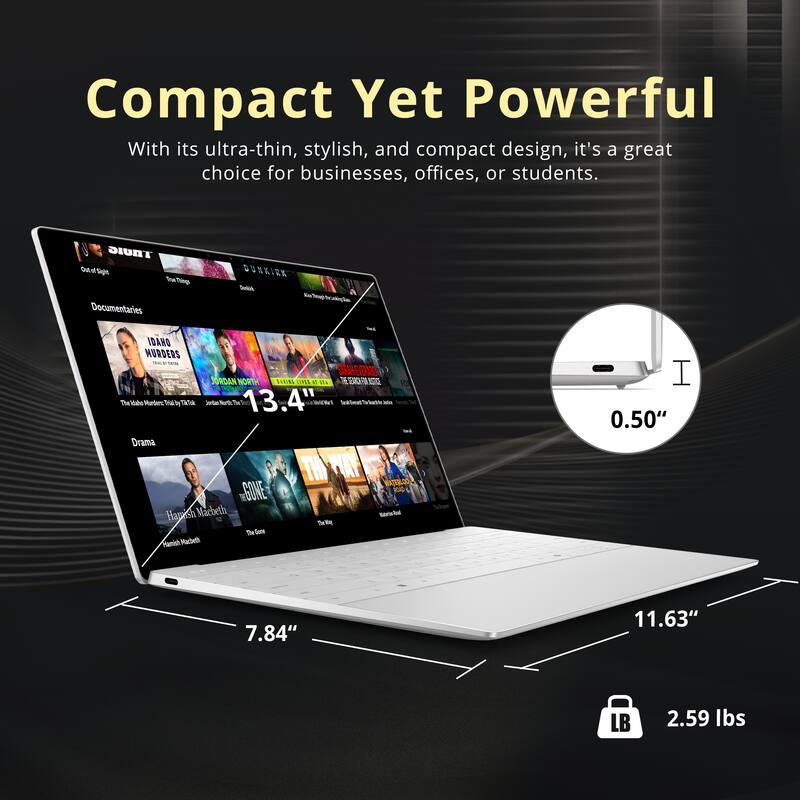 Compact Yet Powerful

With its ultra-thin, stylish, and compact design, it's a great choice for businesses, offices, or students.

- S. Tnp DUNKIRK Documentaries IDAMO MURDERS - SABAREIEBEN JORDAN NORTA VAERLOY cvs a s noa TM Mah Marters want 13a wtaa Te 13.4 t Drama TH WAY MATUR -GOME KA Hamh Macbeth -atricchod Tule TeGore Pamish Macheth

0.50" 7.84" 11.63" LB 2.59 lbs