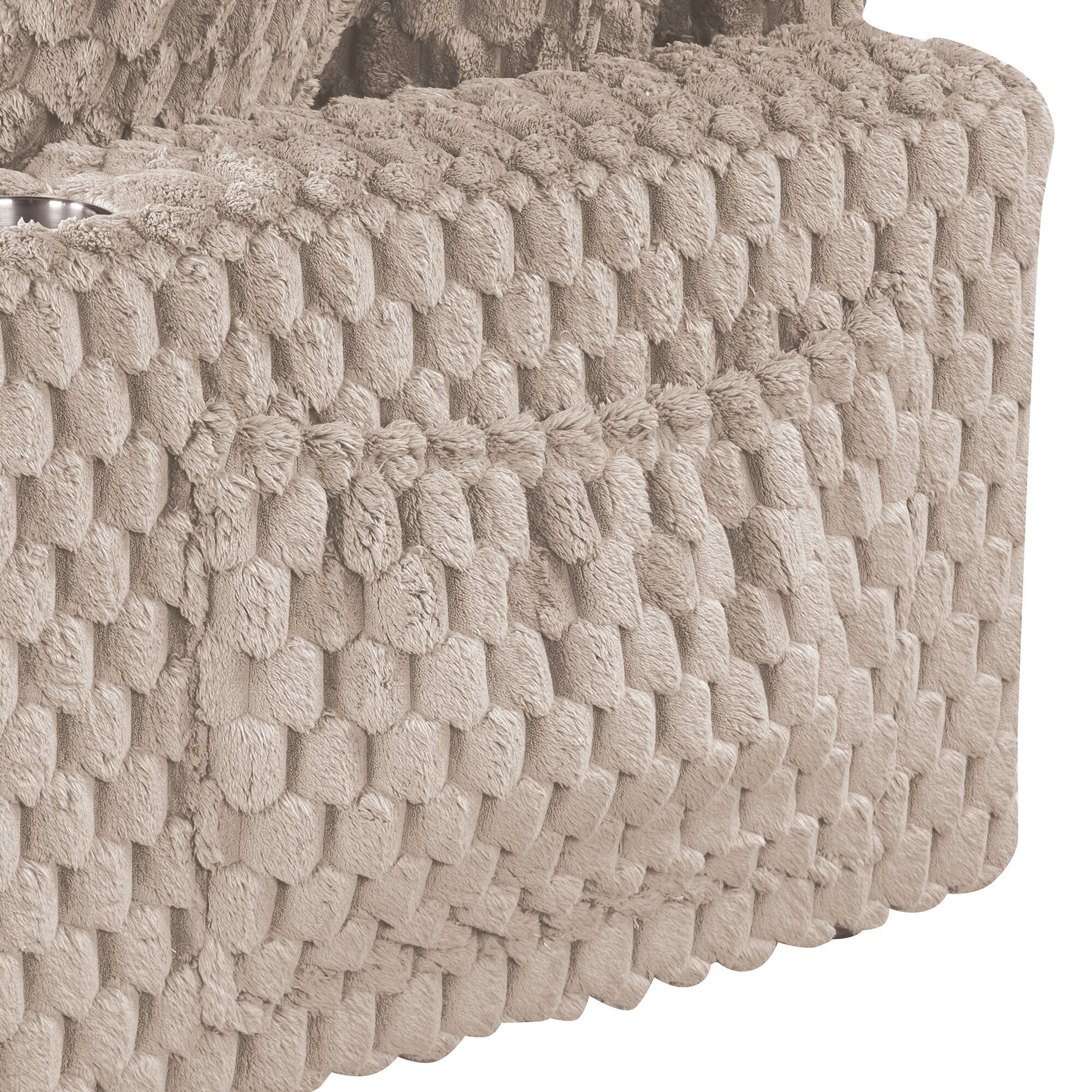 Alt View 5. Vaczon - Oversized Chaise Lounge Chair with 2 Cup Holders and Magazine Pocket, Plush Textured Upholstery for Living Room Bedroom - Light Beige.