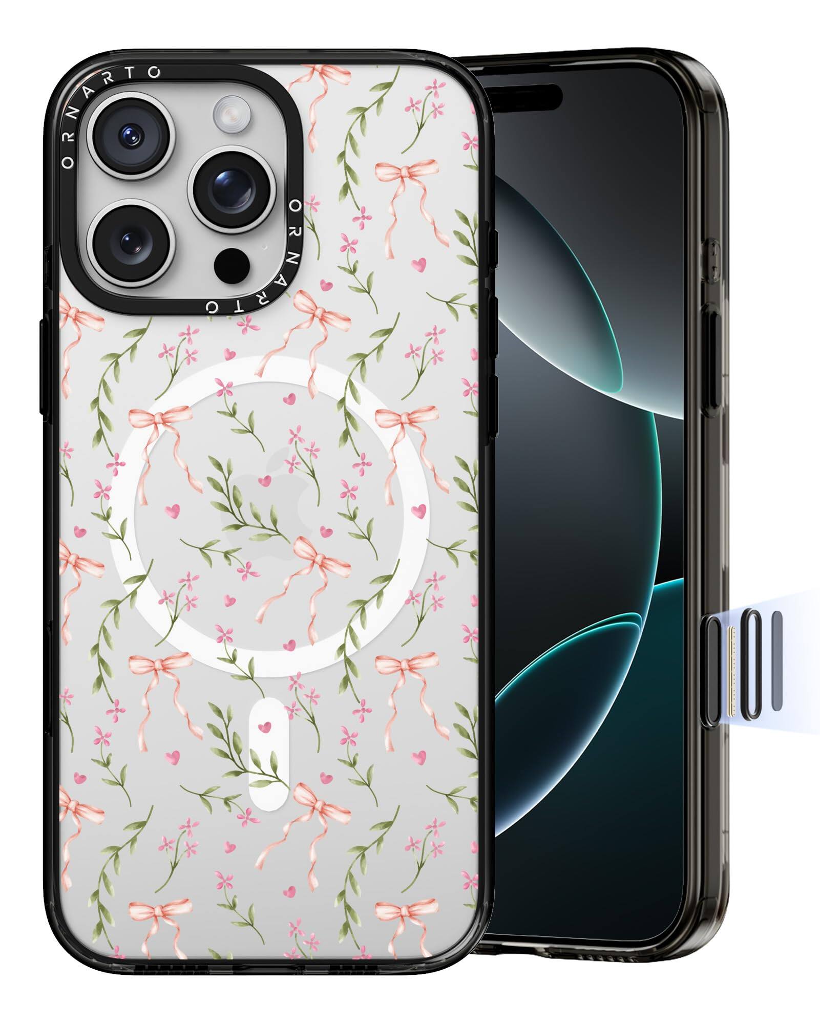 Ornarto - Vistique for iPhone 16 Pro Max Case 6.9",Compatible with MagSafe,Clear Glossy Pattern Phone Case - Petite Garden