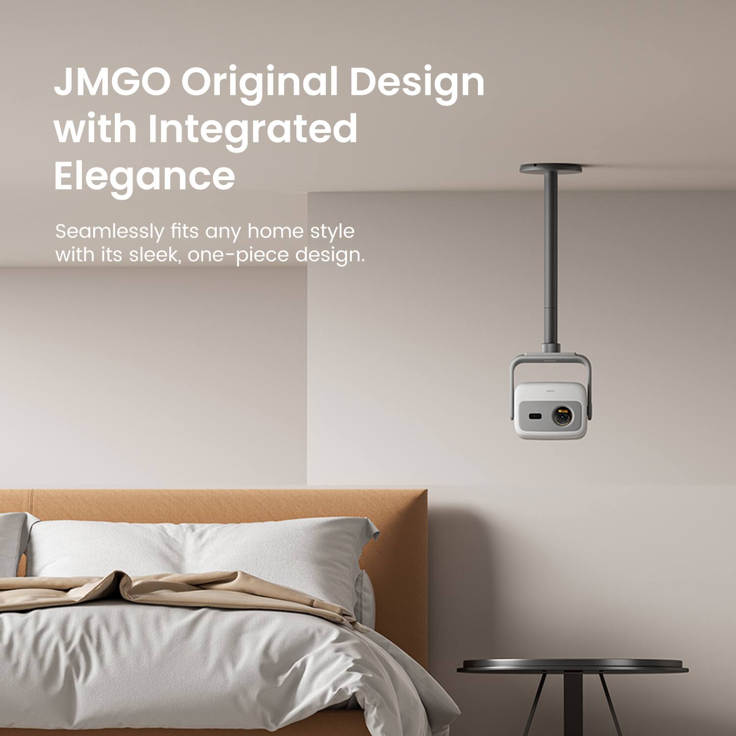 JMGO Original Design with Integrated Elegance
Seamlessly fits any home style with its sleek, one-piece design.