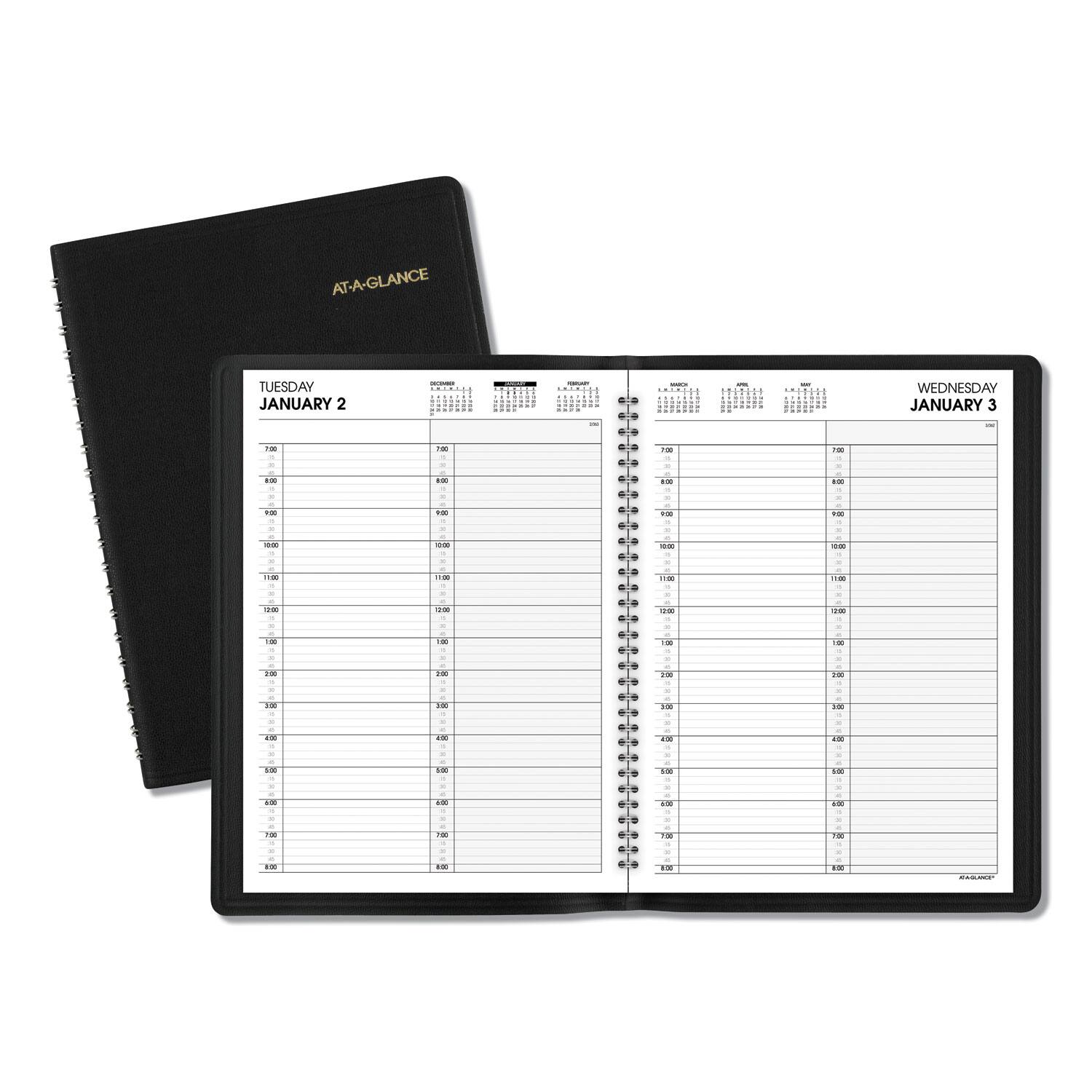 AT-A-GLANCE - Two Person Group Daily Appointment Book 11 x 8 Black Cover 12 Month Jan to Dec 2026