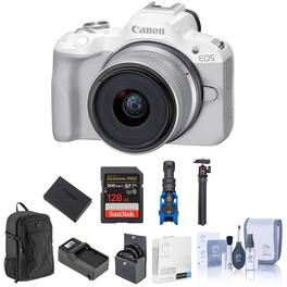 Bundle - CANON EOS R50 W/RF-S18-45MM,VLOG KIT,WH