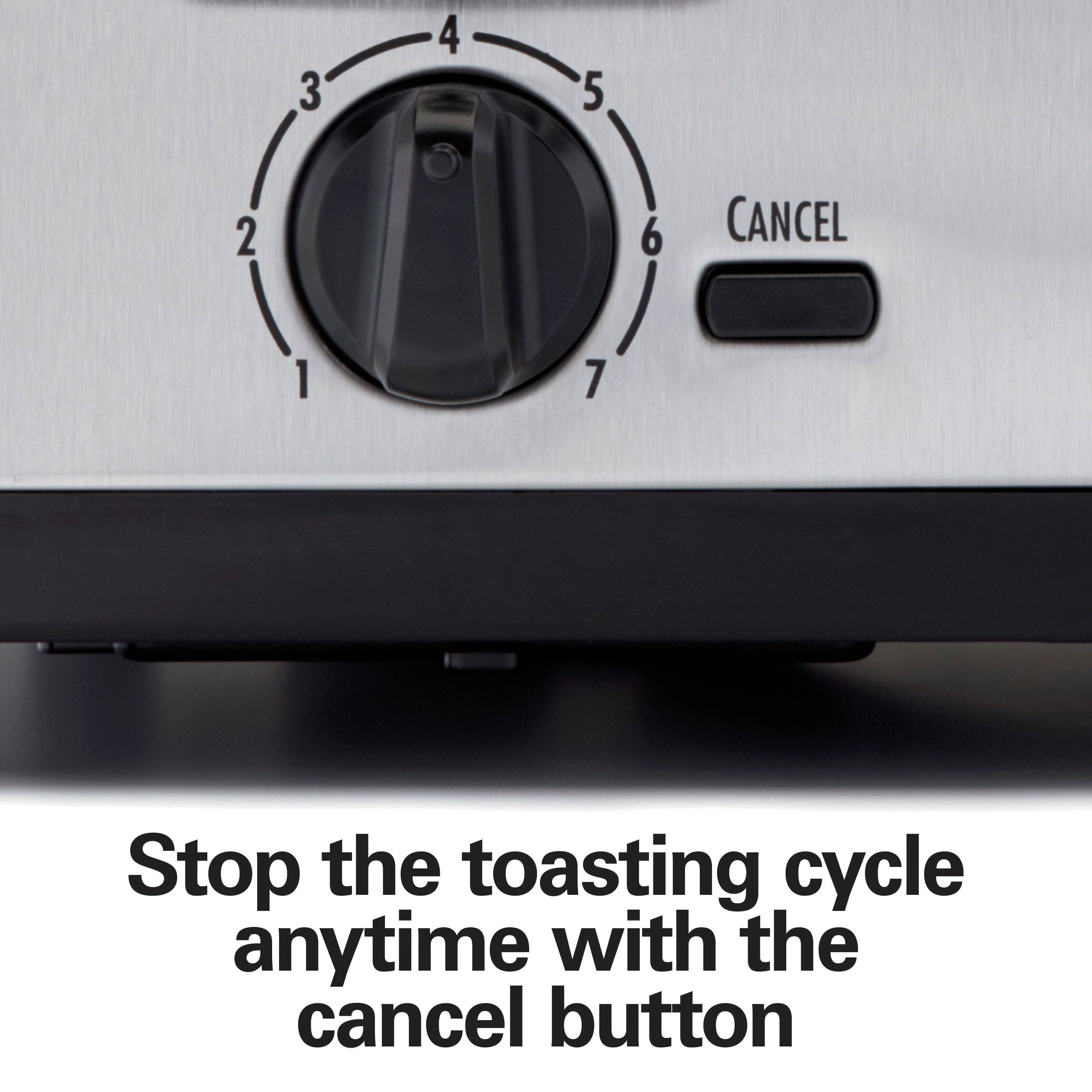 Stop the toasting cycle anytime with the cancel button