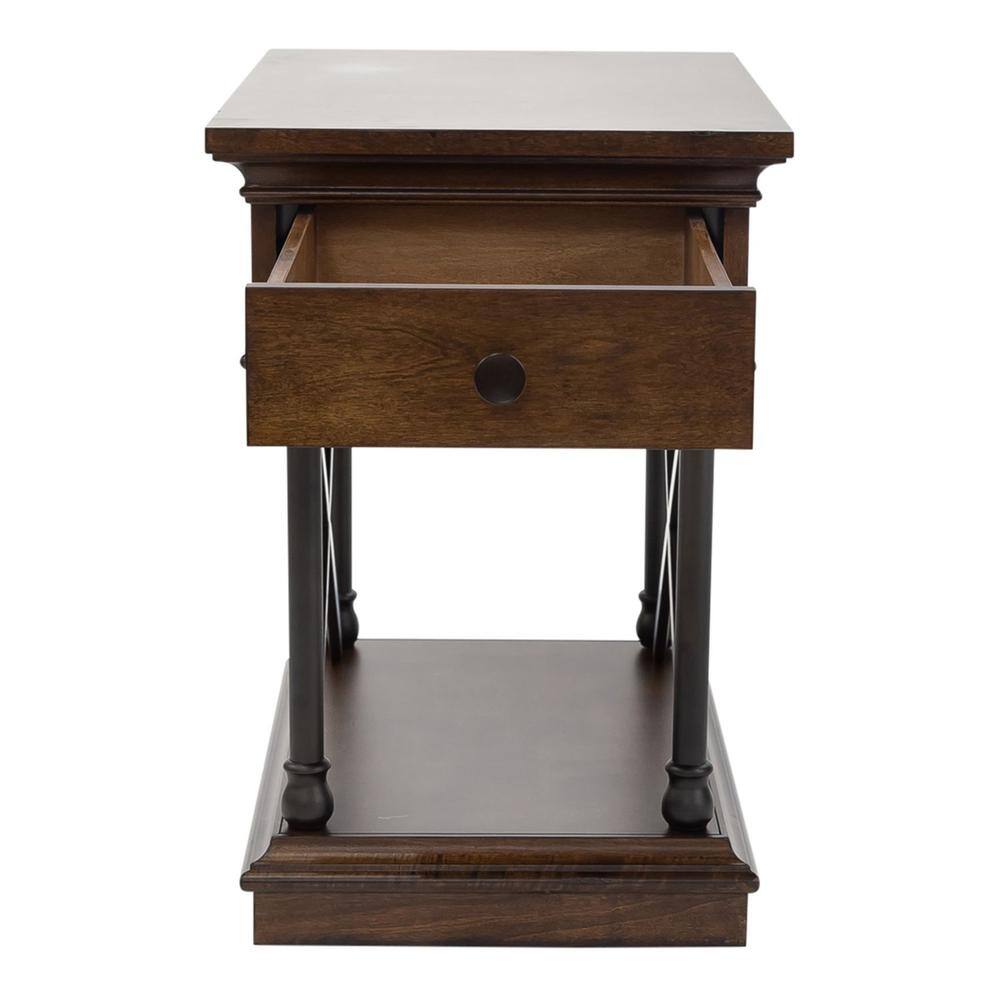 Angle. Liberty Furniture Industries - Tribeca Drawer Chair Side Table in Cordovian Brown - Brown.