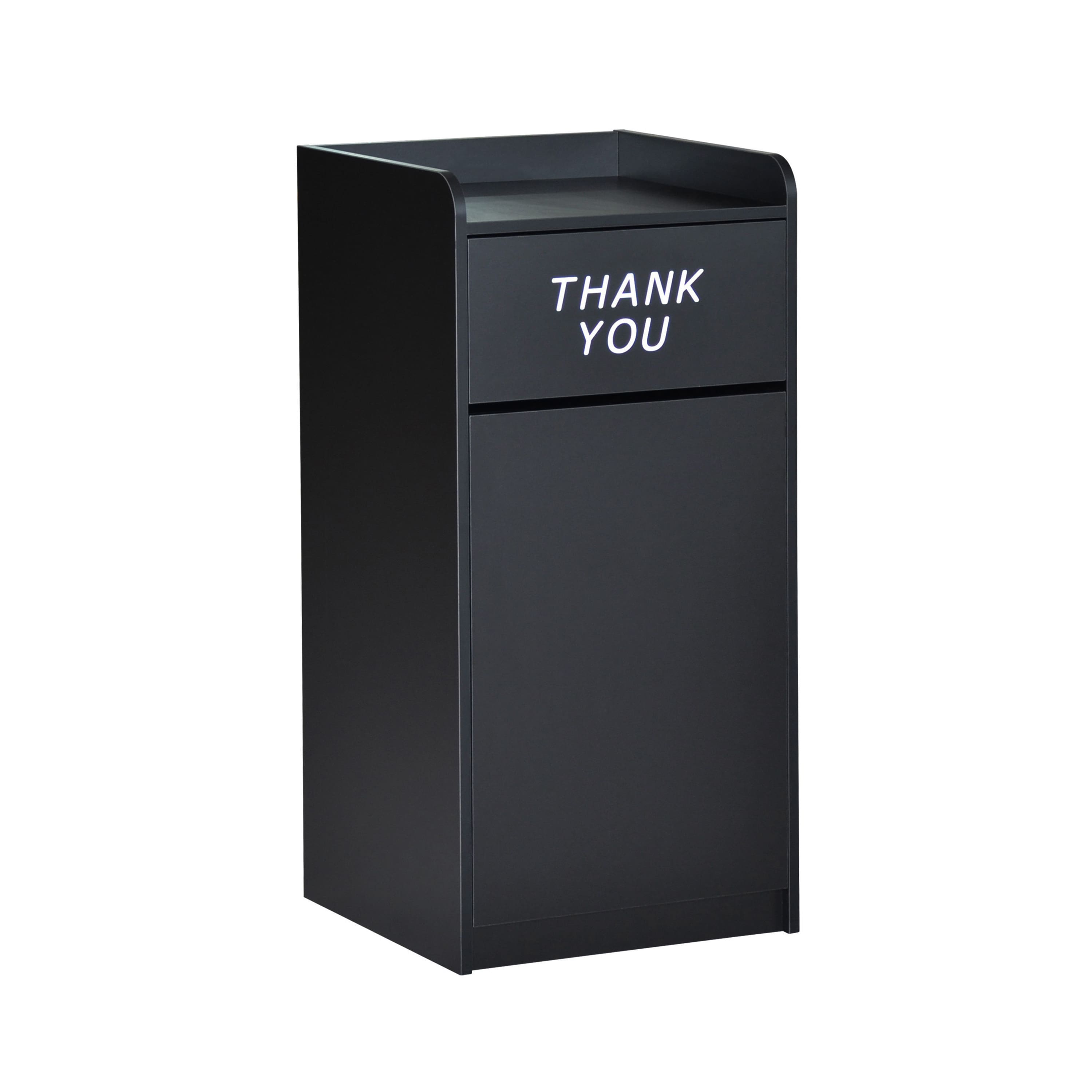 Emma + Oliver - Wood Tray Top "Thank You" Restaurant Food Court Receptacle - Black
