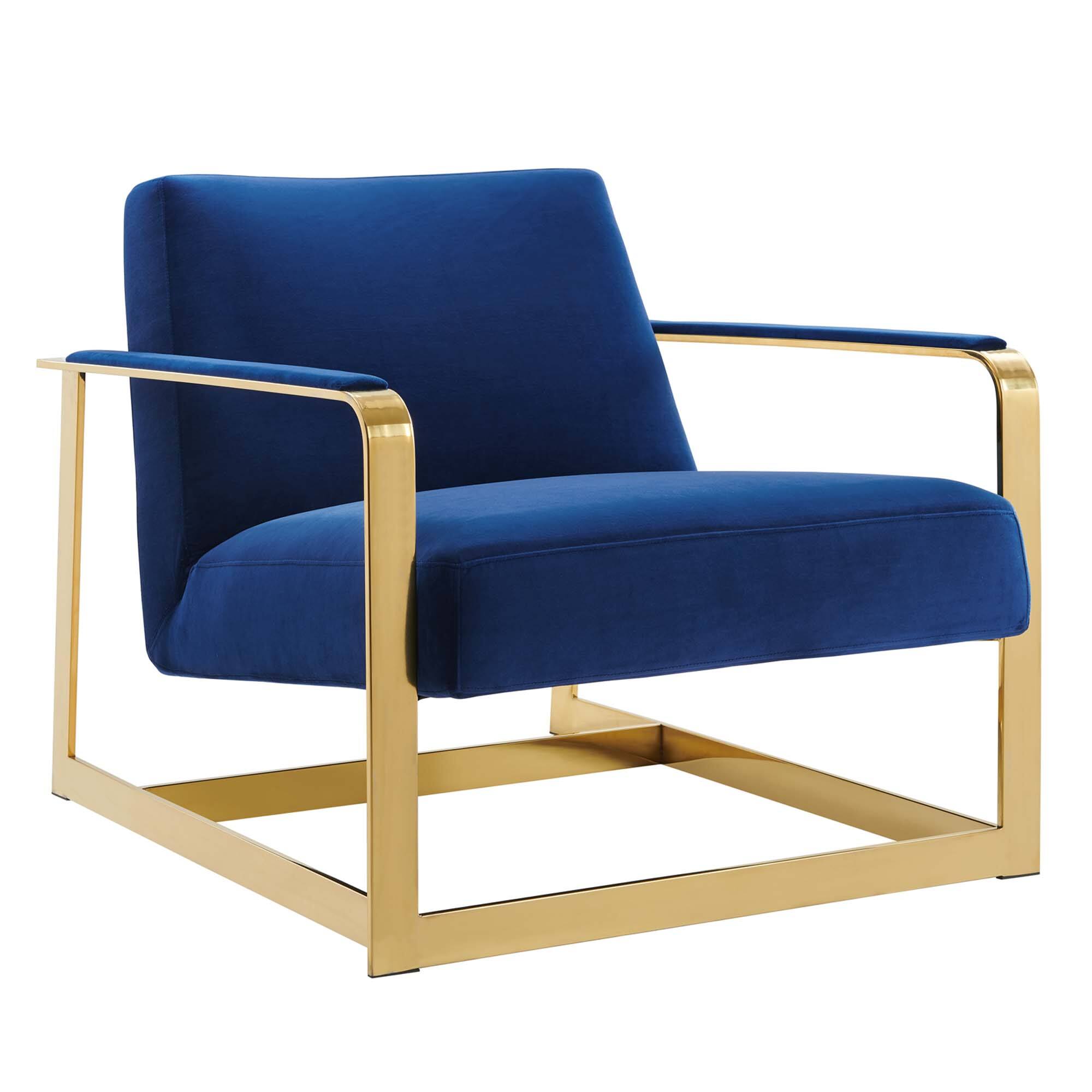 Angle. Modway - Seg Performance Velvet Accent Chair by Modway - Gold Navy.
