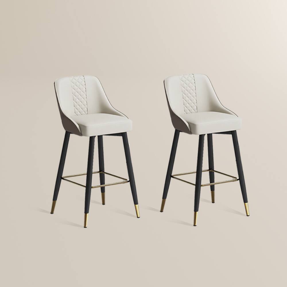 Alt View 8. POVISON - 24" Modern Counter Height Bar Stools Set of 2, Faux Leather Bar Stools for Kitchen Island & Bar Table, Brown & Gray - Brown & Light Gray & PU Leather.