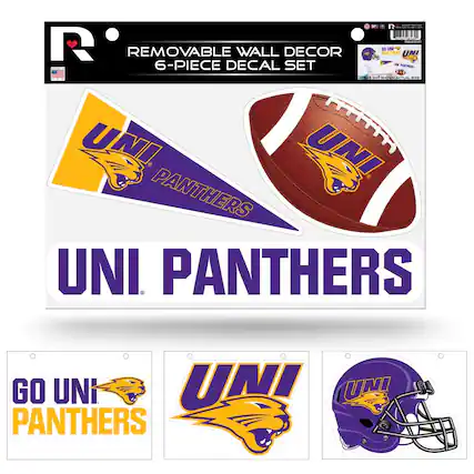 R
REMOVABLE WALL DECOR
6-PIECE DECAL SET
UNI PANTHERS
UNI PANTHERS
GO UNI PANTHERS
UNI
UNI