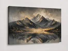 FC Design - Large Canvas 24x36" Abstract Mountain Reflection Landscape Painting Modern Wall Décor - MultiColor