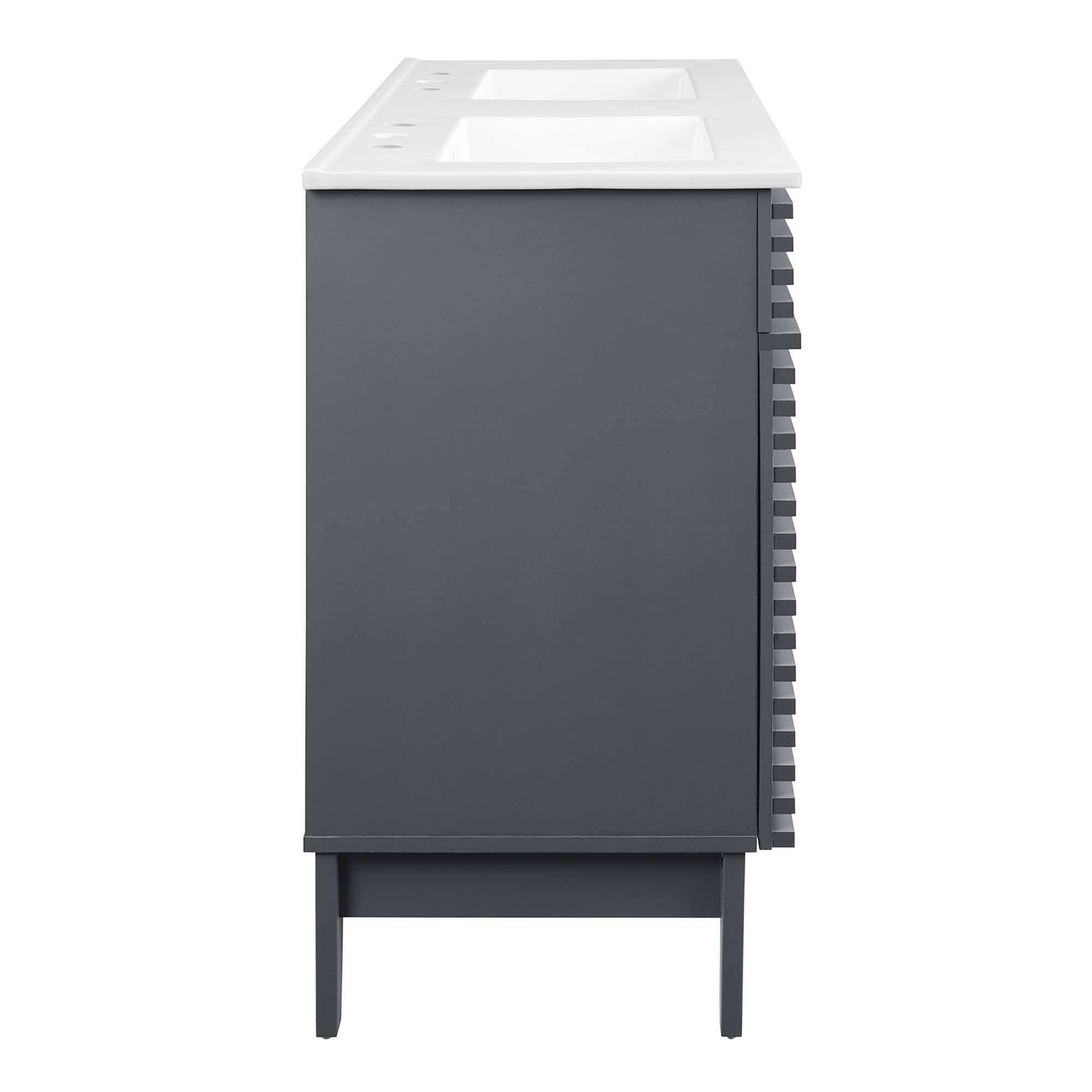 Alt View 1. Modway - Render 48" Bathroom Vanity with White Basin Included - Gray White.