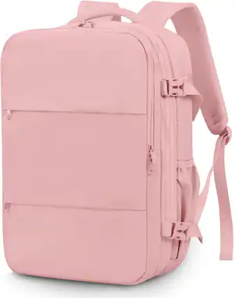 Front. Wikistore - WIKISTORE Air Vacuum Compression Travel Backpack Expandable Carry On Bag with Pump Fit 17.3inch Laptop Waterproof Pink - Pink.