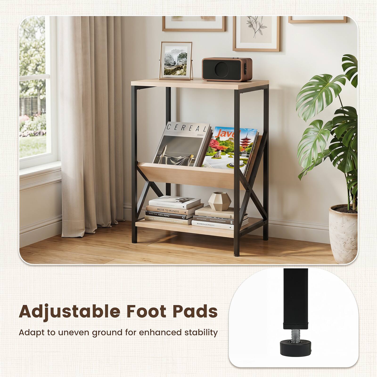 CEREAL Jav  
ROVE TOMUNSOE AICLIANO 1,000 1 MSSOCRATOR SUCO CERA  
NEWWON RANIOMENHOTO  

Adjustable Foot Pads  
Adapt to uneven ground for enhanced stability