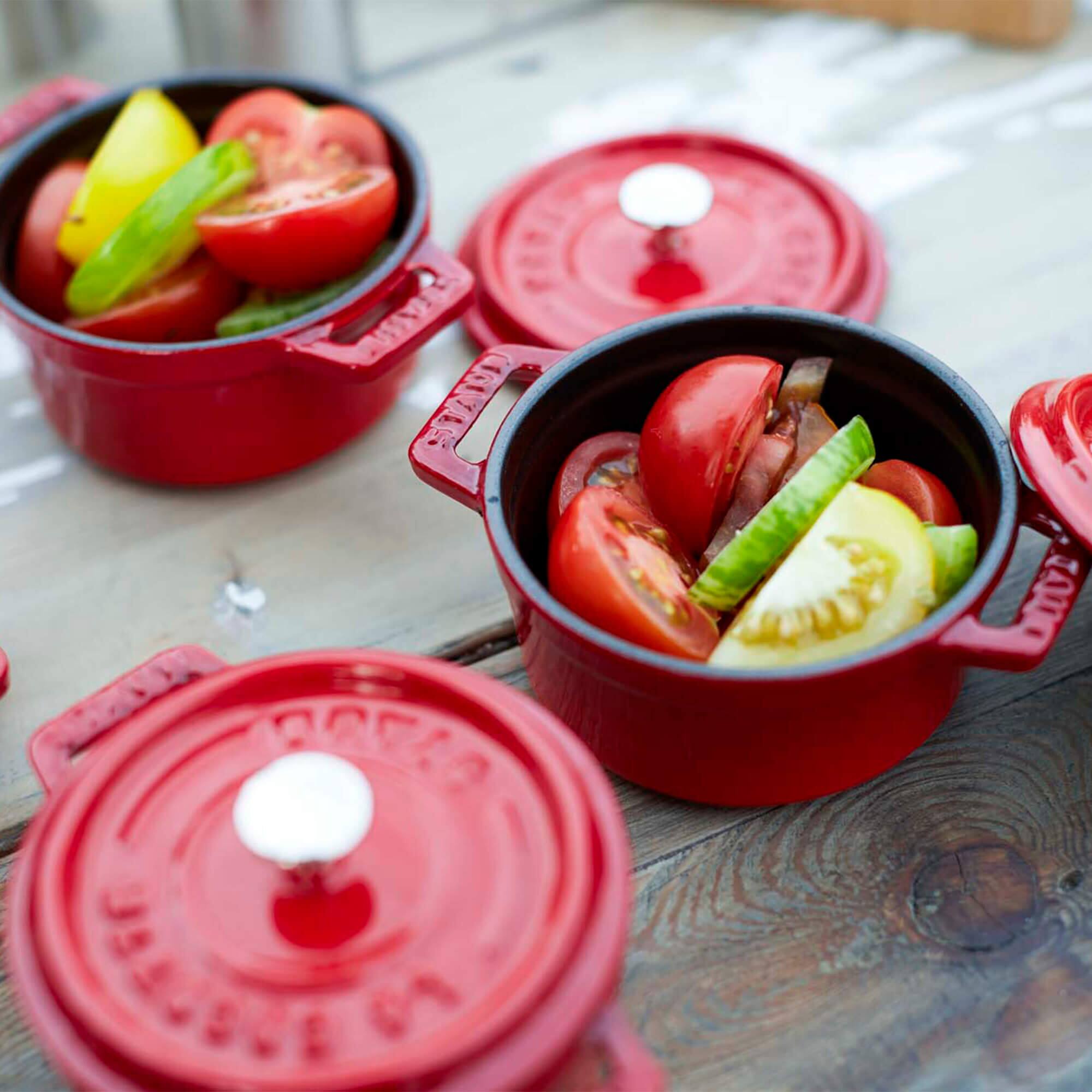 Alt View 5. Staub - Staub Cast Iron Mini Round Cocotte, Dutch Oven, 0.25-quart, serves 1, Made in France, Cherry - Cherry.