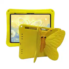 UUCOVER - Butterfly Case for iPad (A16) 11-inch 2025/iPad 10th Gen 10.9" 2022,Shockproof EVA Kids Case 360° Rotating Stand Cover - Yellow