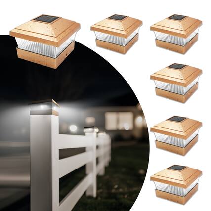 Front. FC Design - FC Design Copper Square PVC Solar Post Cap Lights, Fits 5x5 Wood or Vinyl Deck and Fence Posts , set of 6 - Multicolor.