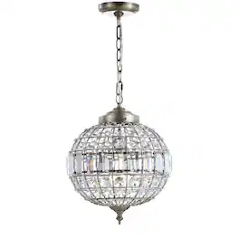 Jonathan Y - Georgina 12" Crystal/Metal LED Pendant, Antique Brass - Antique Brass/Clear
