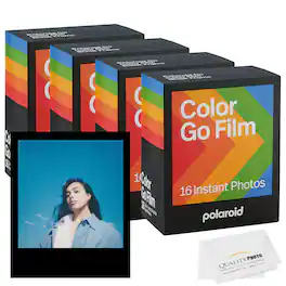 Go Color Film, Black Frame -64 Films + Quality Photo Microfiber Cloth (Compatible with Polaroid Go Cameras)