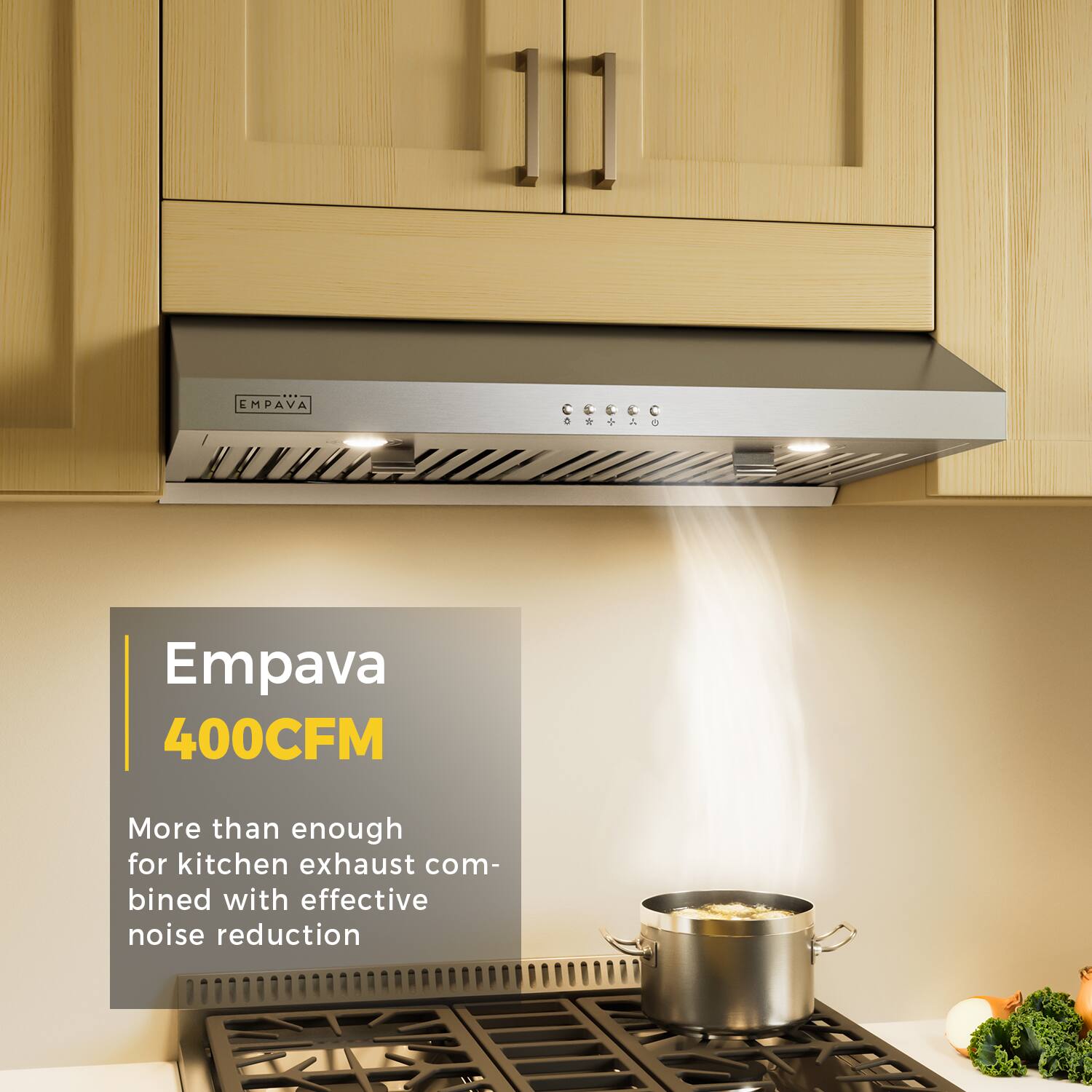 Empava 400CFM: More than enough for kitchen exhaust combined with effective noise reduction.