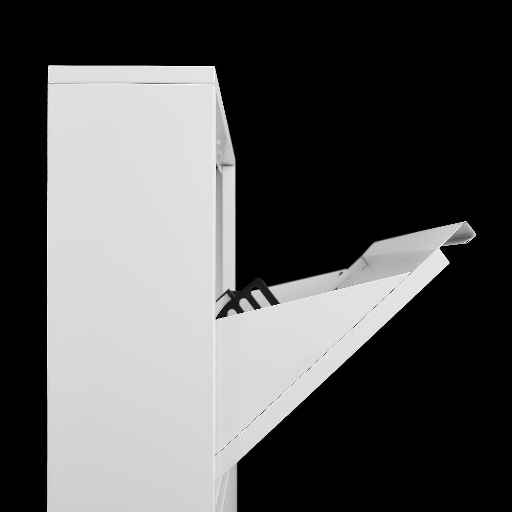 Alt View 4. Loheer - Loheer White Metal Shoe Cabinet 4 Flip Drawer Shoe Organizer - White.