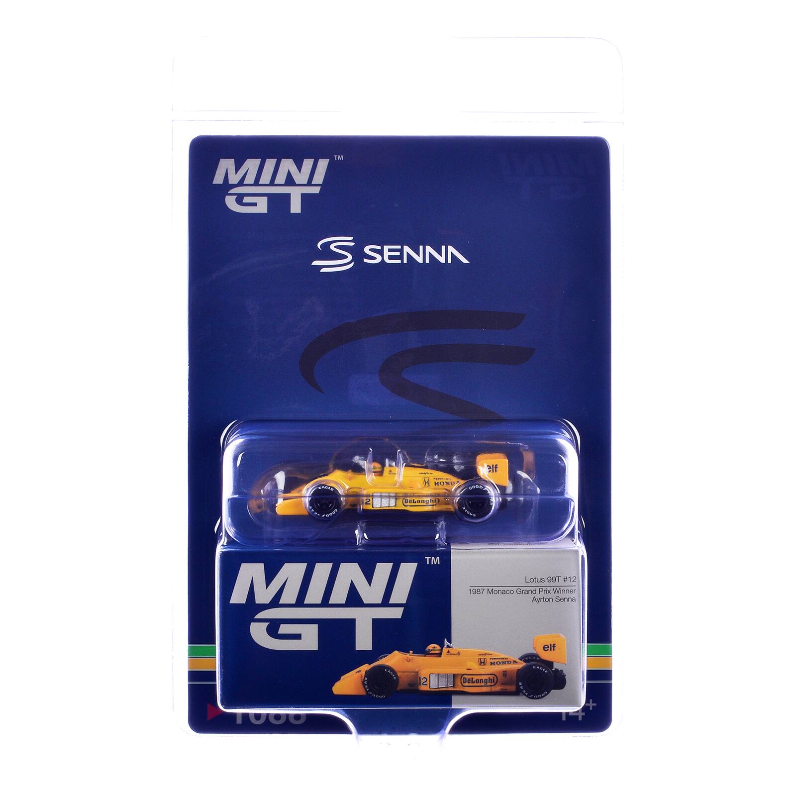 MINI GT Senna  
Lotus 99T #12  
1987 Monaco Grand Prix Winner Ayrton Senna  
elf MOND A SAMS 2 DLonghi  
EXCOD 1000