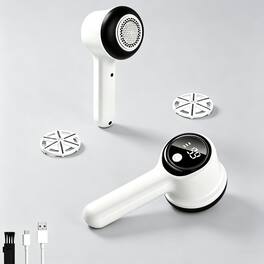 Equipd - Fabric Sweater Shaver Lint Remover with 3-Speed Settings, 6-Blade Head, Rechargeable, LED Digital Display - White