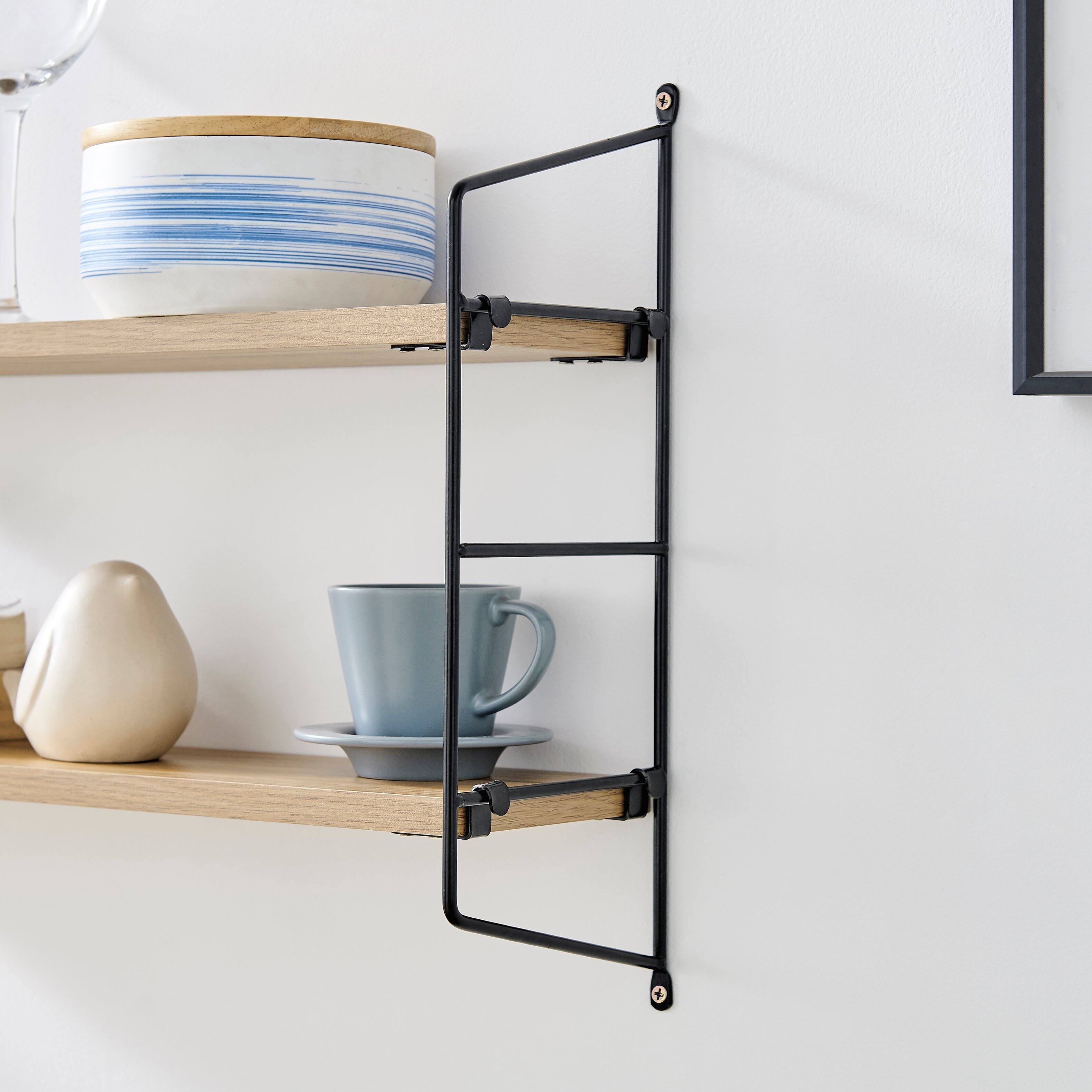 Alt View 2. Danya B - Severini Floating Bracket Farmhouse Two-Tier Wall Shelf - Black/Chestnut - Chestnut.